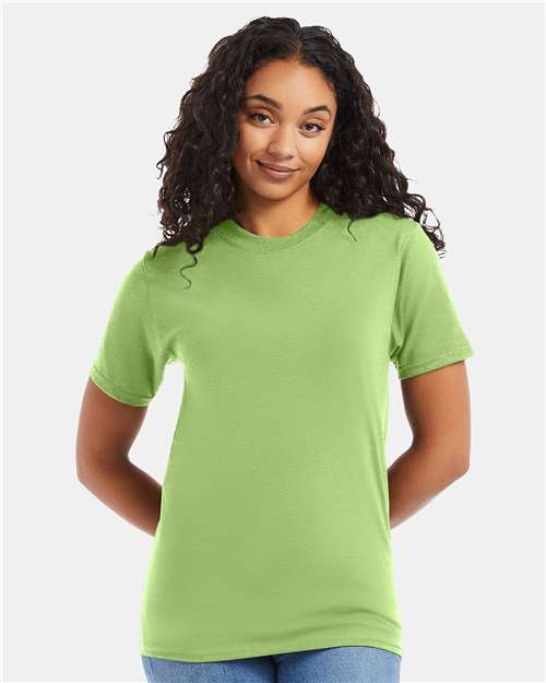 Hanes 5180 Lime — on model front