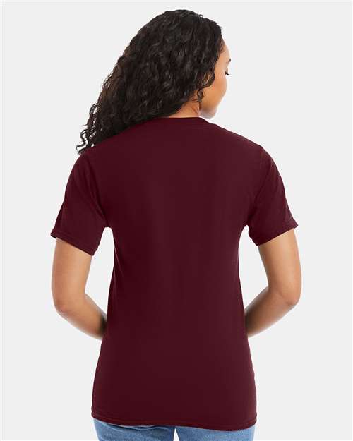 Hanes 5180 Maroon — on model back