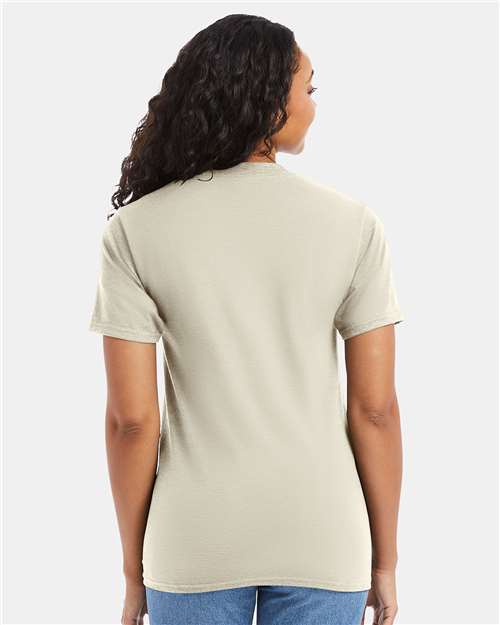 Hanes 5180 Natural — on model back
