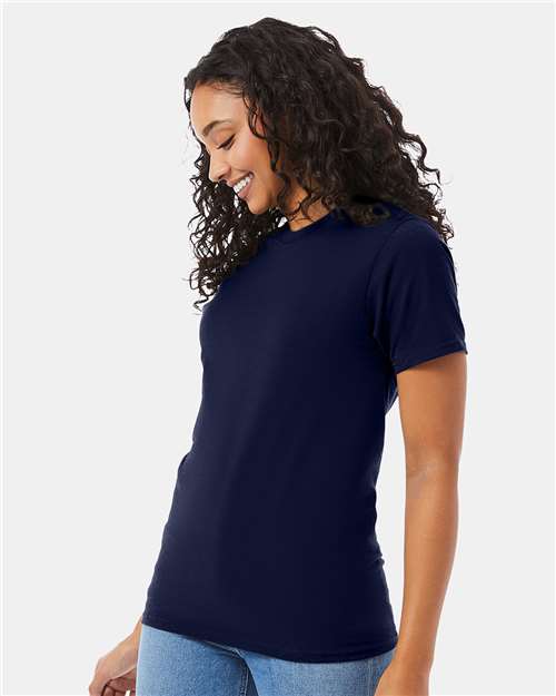 Hanes 5180 Navy — on model side