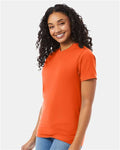 Hanes 5180 Orange — on model side