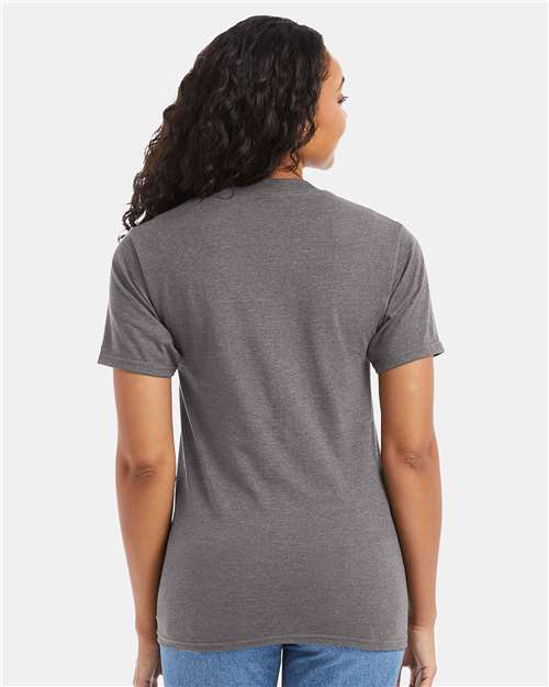 Hanes 5180 Oxford Grey — on model back