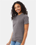 Hanes 5180 Oxford Grey — on model side
