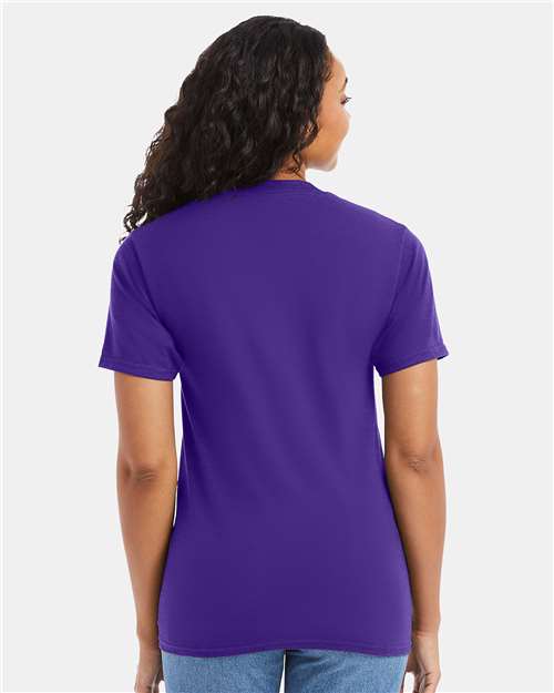 Hanes 5180 Purple — on model back
