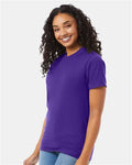 Hanes 5180 Purple — on model side