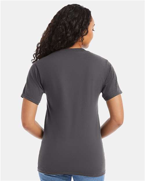 Hanes 5180 Smoke Grey — on model back