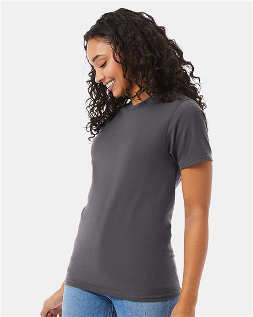 Hanes 5180 Smoke Grey — on model side