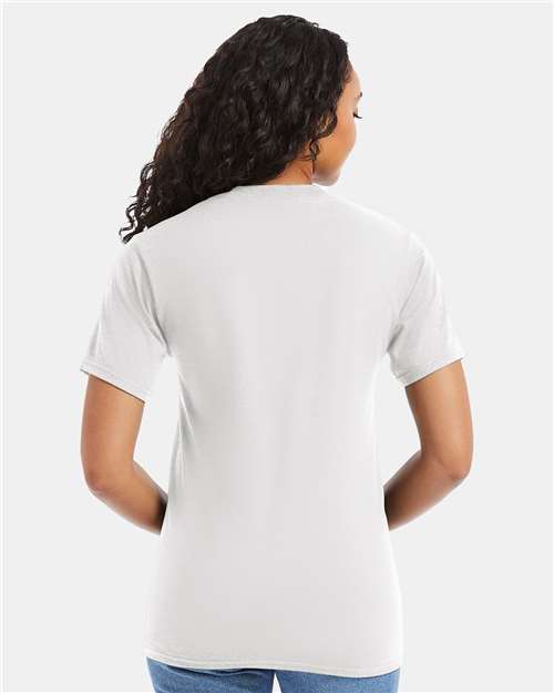 Hanes 5180 White — on model back