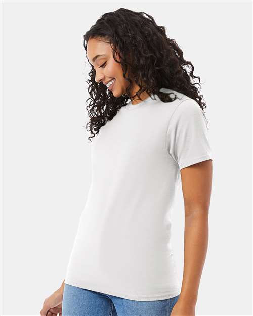 Hanes 5180 White — on model side