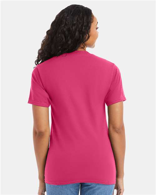 Hanes 5180 Wow Pink — on model back