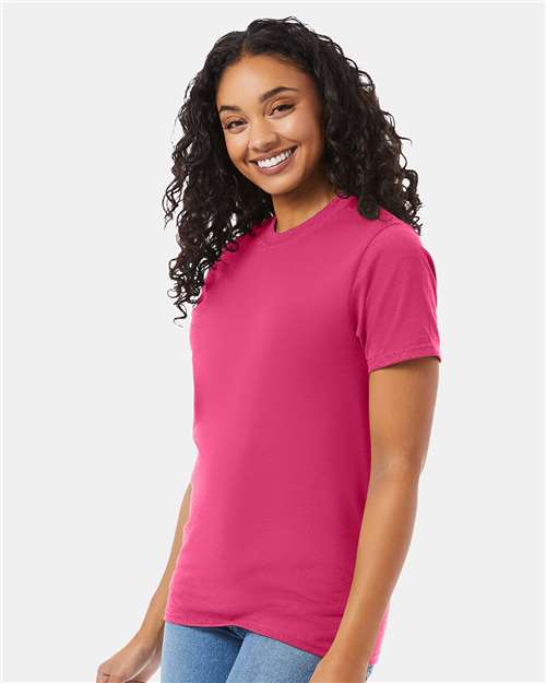 Hanes 5180 Wow Pink — on model side