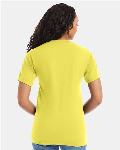 Hanes 5180 Yellow — on model back