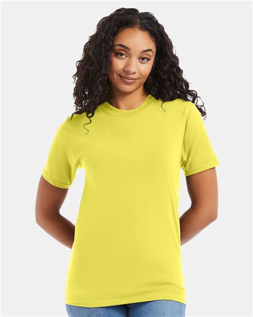 Hanes 5180 Yellow — on model front