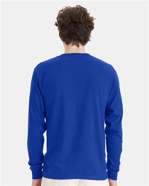 Hanes 5286 Deep Royal — on model back