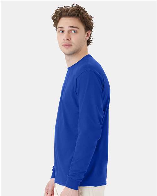 Hanes 5286 Deep Royal — on model side