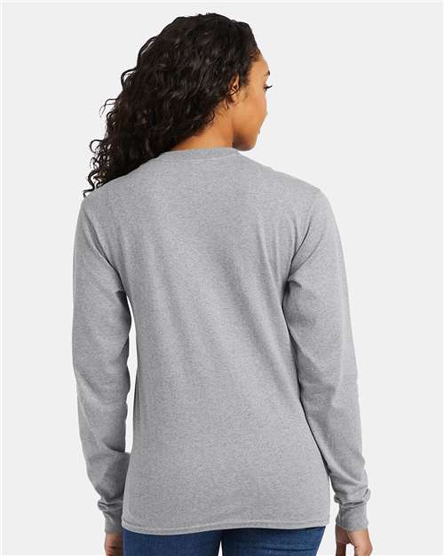 Hanes 5286 Light Steel — on model back