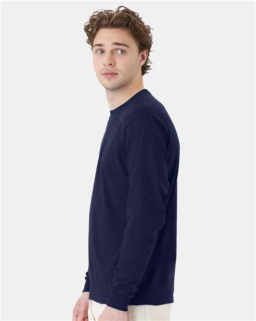 Hanes 5286 Navy — on model side