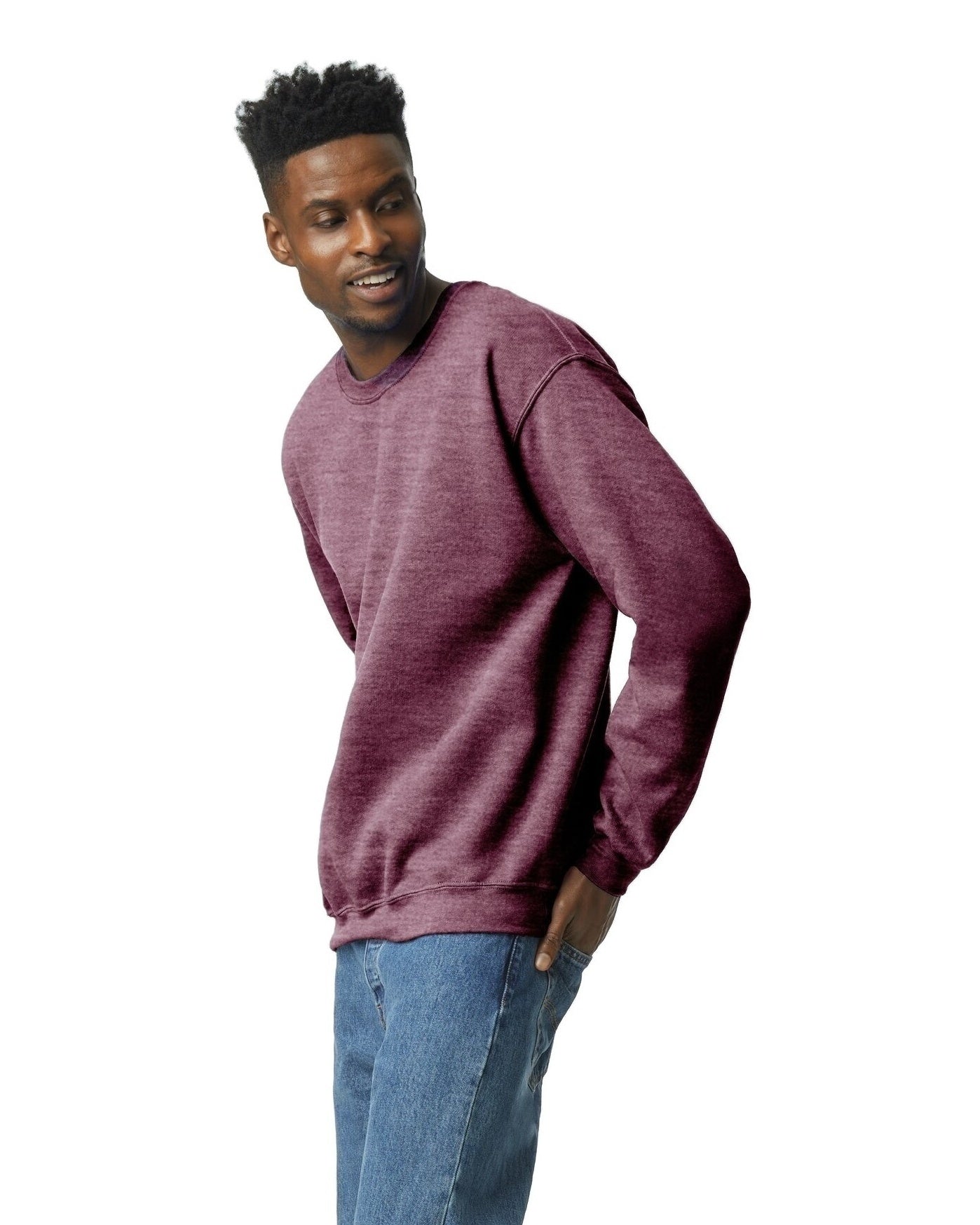 Unisex Heavy Blend���  50/50 Fleece Crew - Heather Sport Dark Maroon