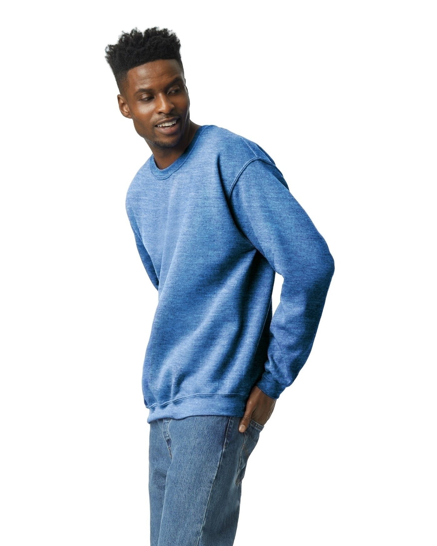 Unisex Heavy Blend���  50/50 Fleece Crew - Heather Deep Royal