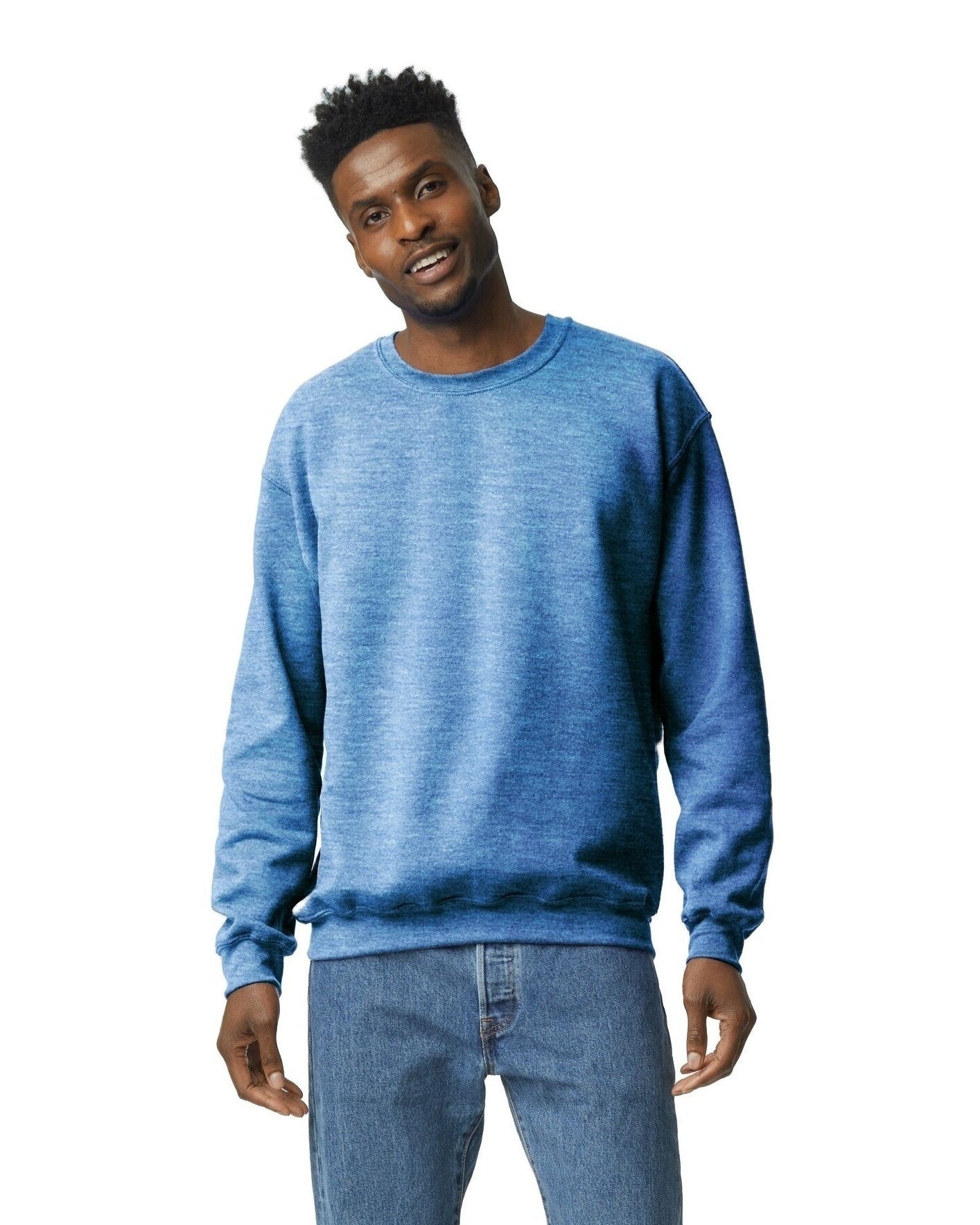 Unisex Heavy Blend���  50/50 Fleece Crew - Heather Deep Royal
