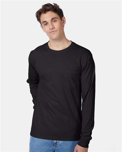 Hanes 5596 Black — on model front