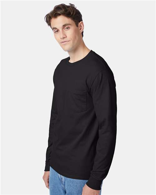 Hanes 5596 Black — on model side