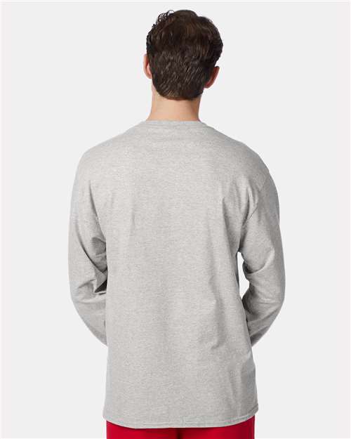 Hanes 5596 Light Steel — on model back