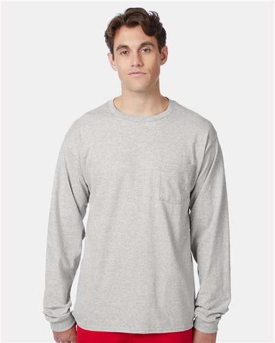 Hanes 5596 Light Steel — on model front
