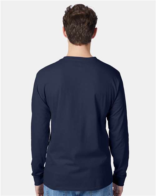 Hanes 5596 Navy — on model back