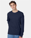 Hanes 5596 Navy — on model front