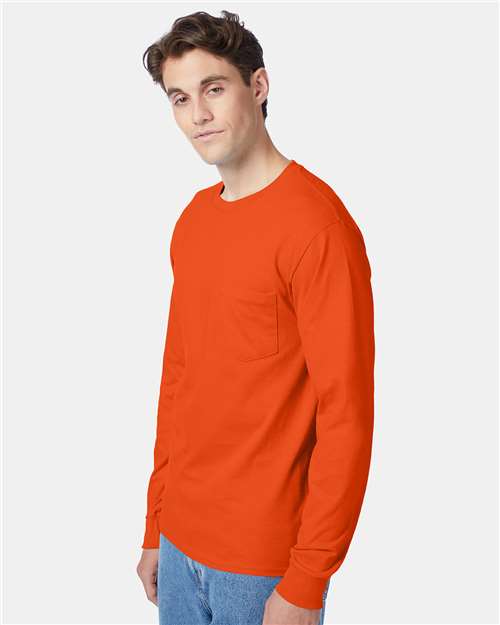 Hanes 5596 Orange — on model side