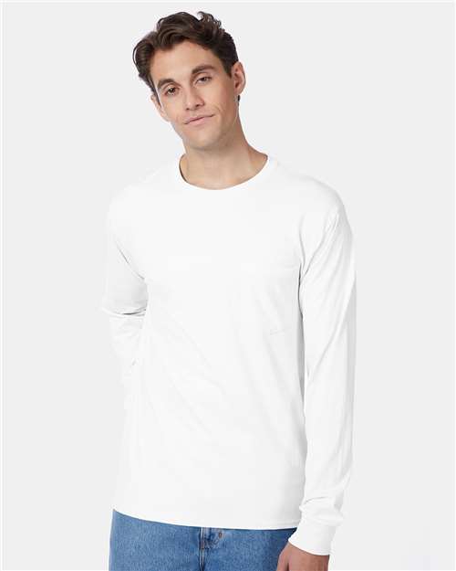 Hanes 5596 White — on model front