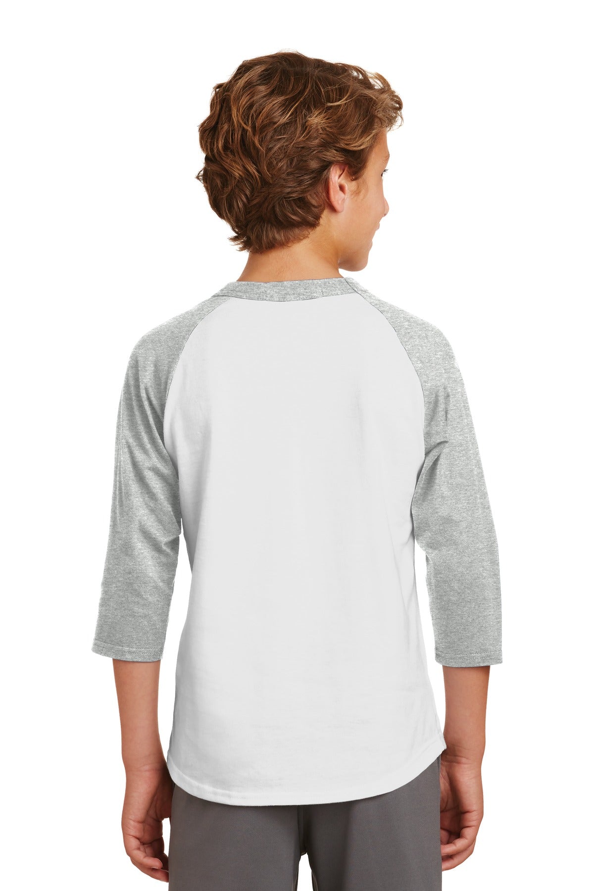 Youth Colorblock Raglan Jersey - White / Gray Heather