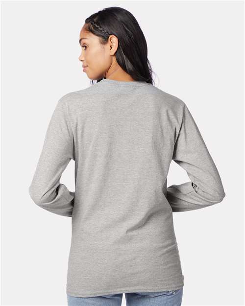 Hanes 5586 Light Steel — on model back