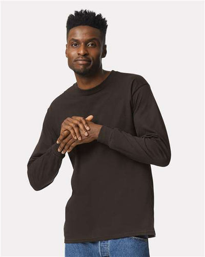 Gildan 2400 Dark Chocolate — on model front
