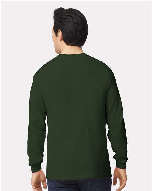 Gildan 2400 Forest Green — on model back