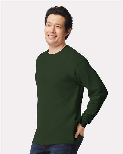 Gildan 2400 Forest Green — on model side