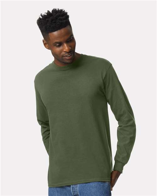 Gildan 2400 Military Green — on model front