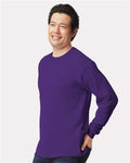 Gildan 2400 Purple — on model side