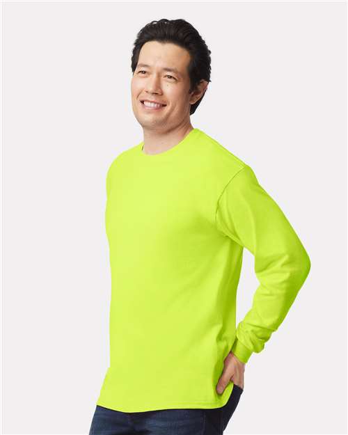 Gildan 2400 Safety Green — on model side