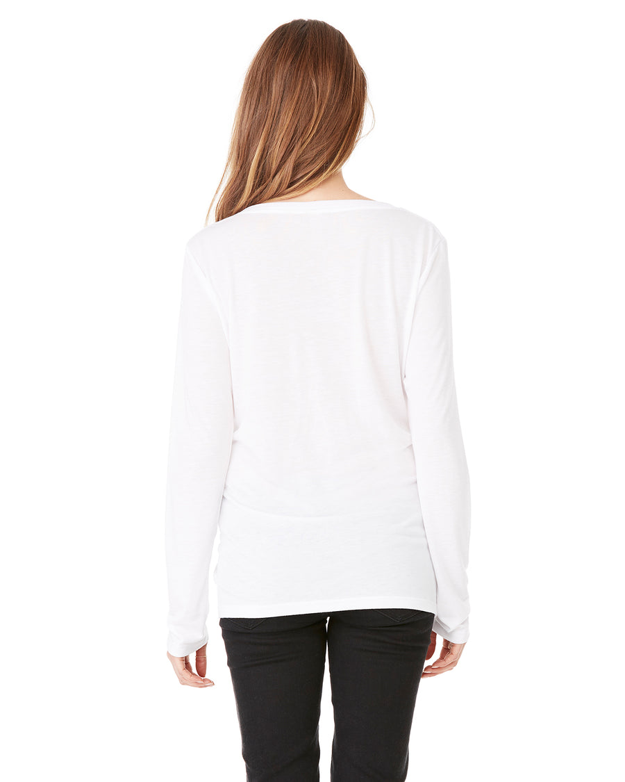 Women's Flowy Long-Sleeve V-Neck - White