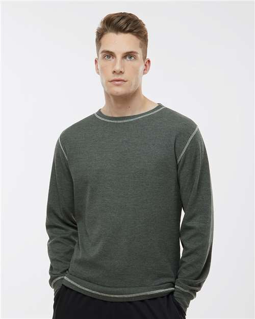 J. America 8238 Charcoal Heather/ Vintage White — on model front
