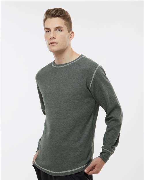 J. America 8238 Charcoal Heather/ Vintage White — on model side