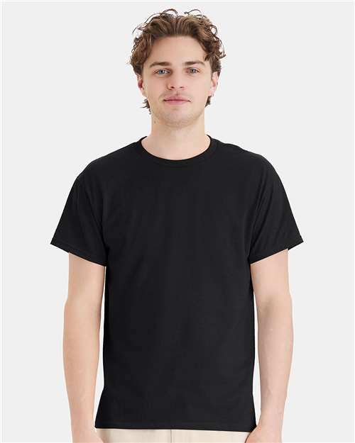 Hanes 5170 Black — on model front