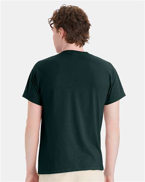 Hanes 5170 Deep Forest — on model back