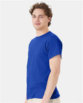 Hanes 5170 Deep Royal — on model side