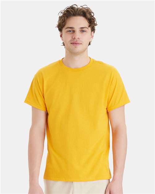 Hanes 5170 Gold — on model front