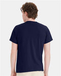 Hanes 5170 Navy — on model back