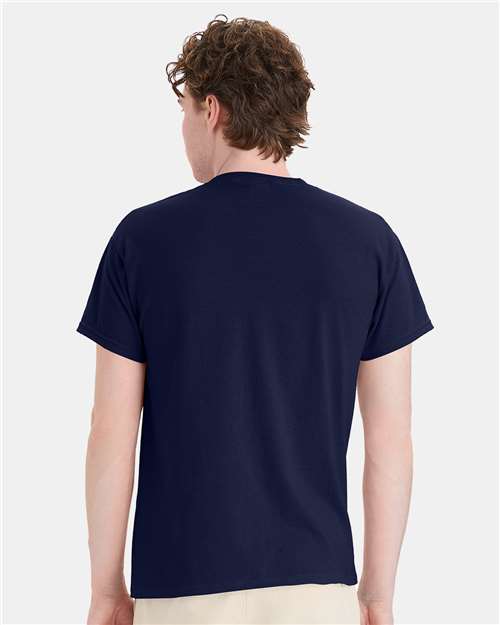 Hanes 5170 Navy — on model back