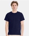 Hanes 5170 Navy — on model front